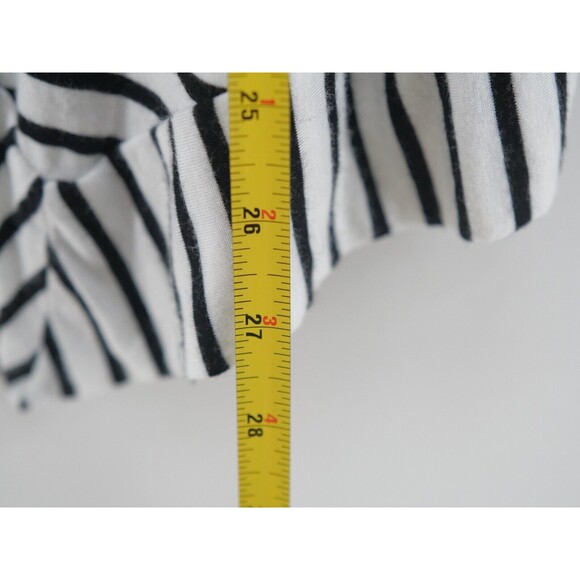 Monteau Los Angeles Top Women’s Black White Striped SPLICED TEE Large‎ Rayon - Picture 7 of 8